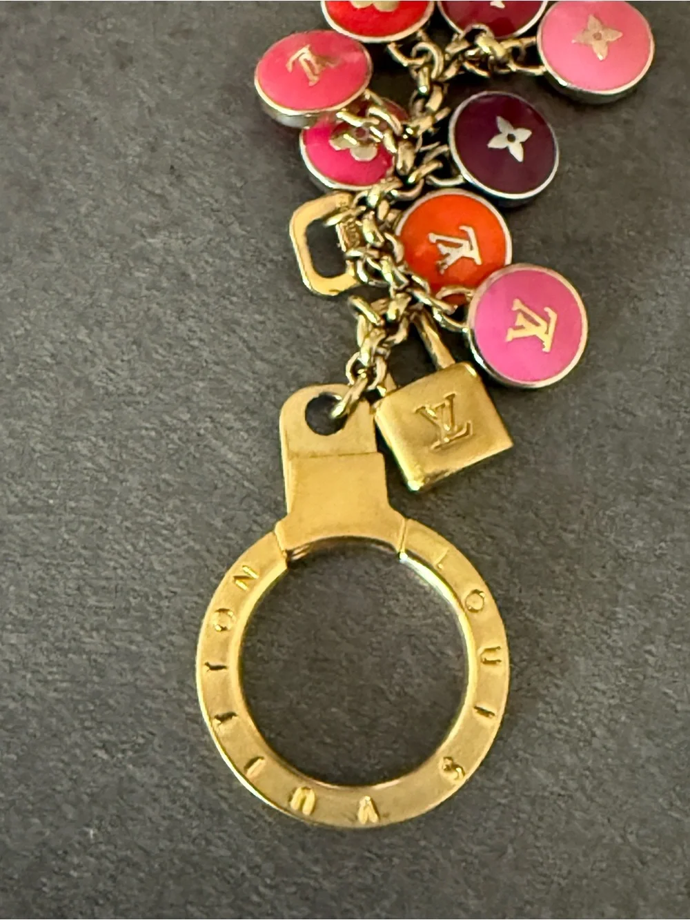 Louis Vuitton Pink, Red & Purple Enamel Disc Charm Key Holder